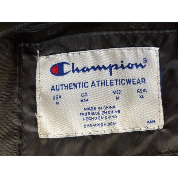 Champion Puffer Vest Mens M Black Full Zip Logo Quilted Athletic Outerwear - Picture 9 of 14